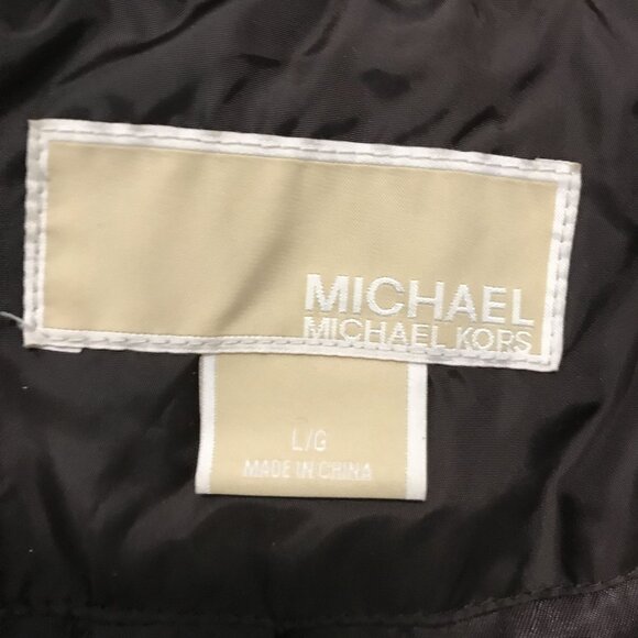 Michael Kors Womens LG Down & Feathers Puffer Coat Mid Length Brown Faux Fur Tri - Picture 5 of 13